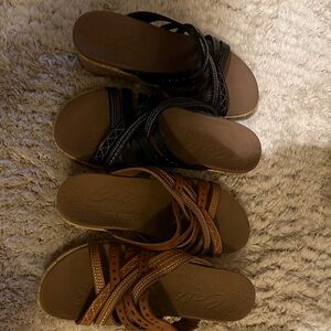 Skechers Black and Brown Strappy Sandals